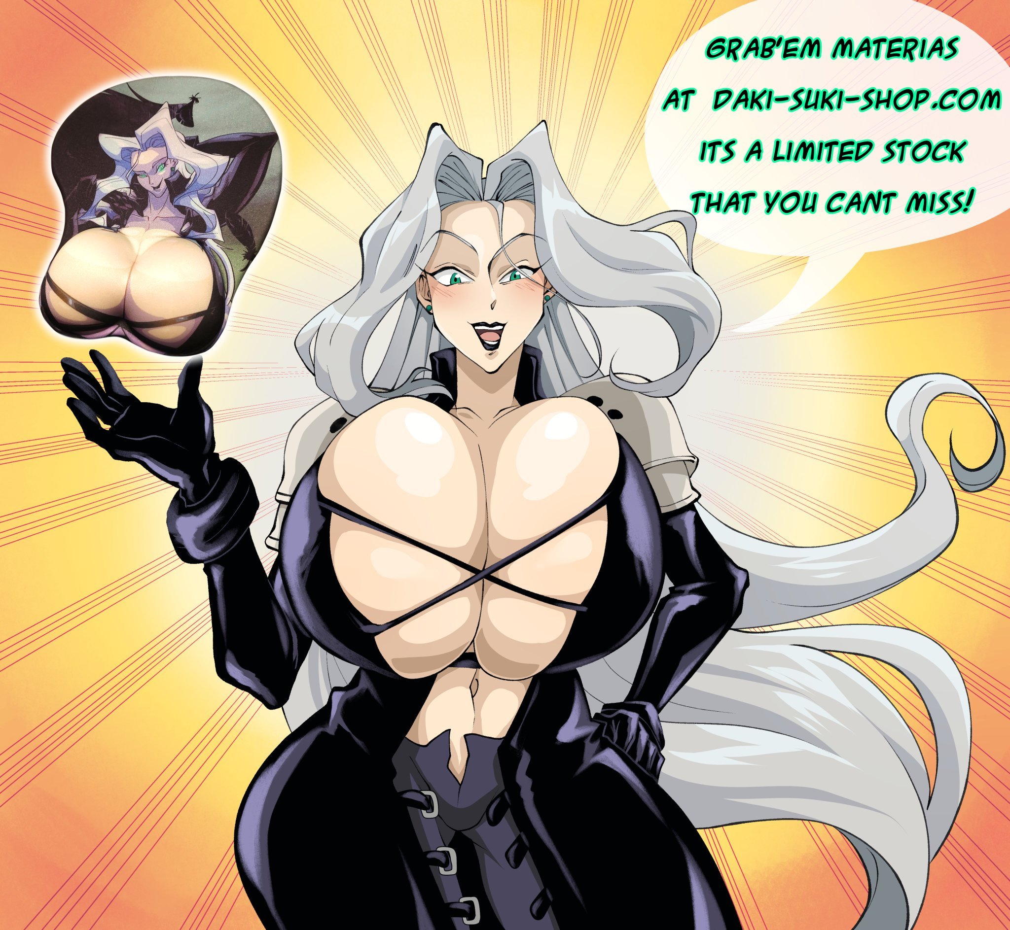 1girls, boob mousepad, breasts, cleavage, female, final fantasy, final fantasy vii, huge breasts, human, mousepad, rule 63, sephimom, sephiroth, slb, solo