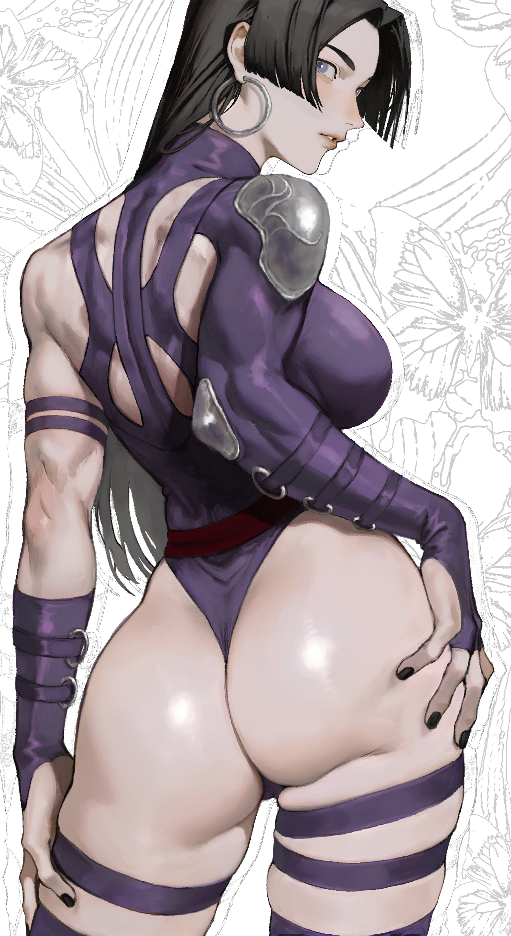1girls, ass, ass focus, back view, black hair, butt focus, clothed, clothed female, dat ass, dat butt, female, lapefamm, leotard, looking back, marvel, marvel comics, marvel rivals, psylocke, psylocke (sai) (vengeance), solo female, warrior woman, x-men