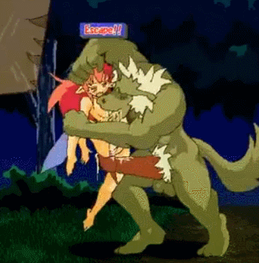 1boy animated animated_gif breast_sucking eluku fairy_fighting game_cg huge_penis male monster rape rubbing werewolf