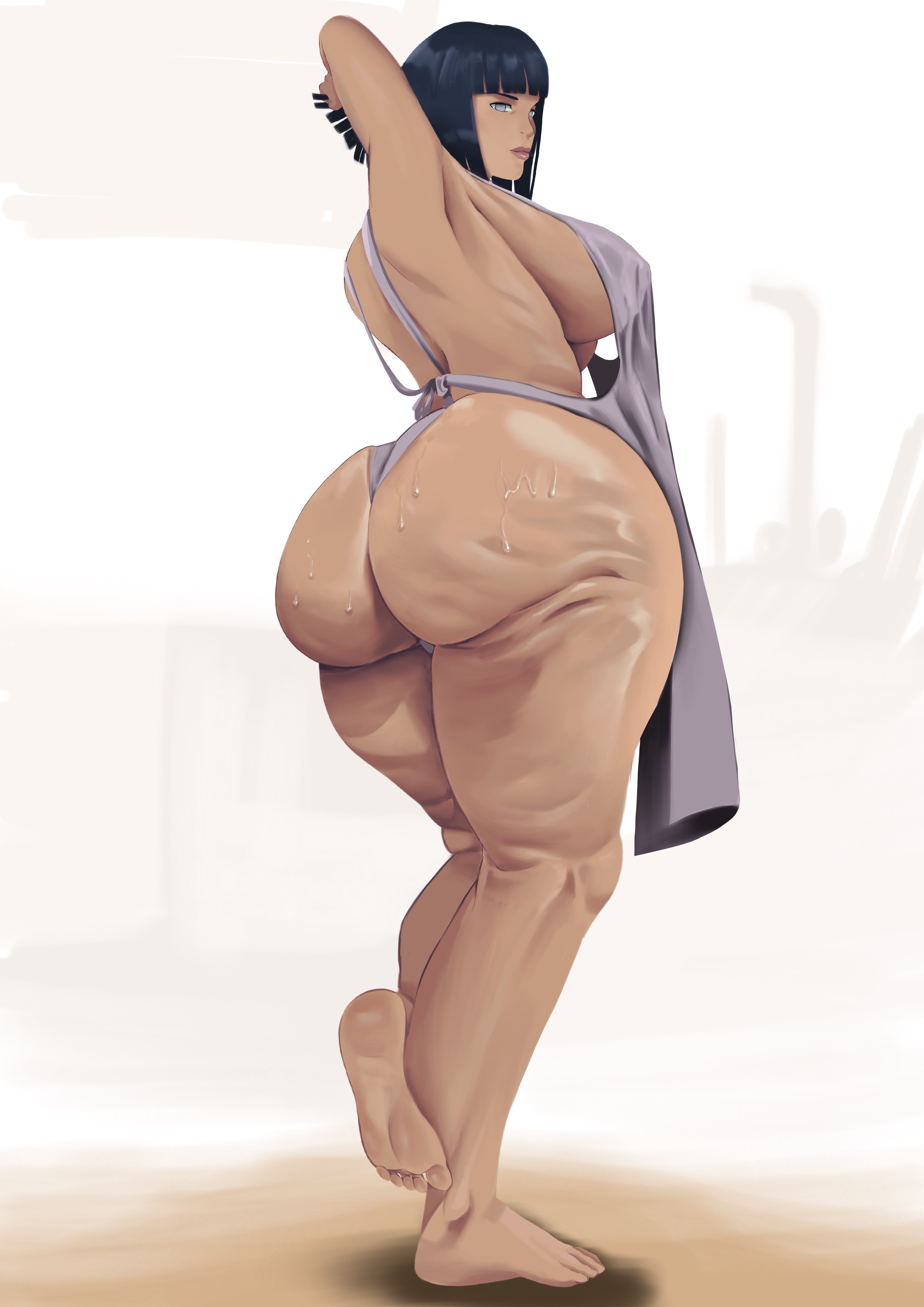 1female, 1girls, absurd res, absurdres, apron, armpit crease, armpit fetish, armpits, arms behind head, arms up, ass, ass focus, barefoot, bbw, big ass, big breasts, big butt, blue hair, bob cut, boruto: naruto next generations, breasts, bubble butt, busty, butt, chubby, chubby female, curvaceous, curvaceous ass, curvaceous body, curvaceous female, curvaceous figure, curvaceous hips, curvaceous thighs, curvy, curvy body, curvy female, curvy figure, curvy hips, curvy thighs, dabumart, dumptruck ass, enormous ass, fat ass, feet, female, female focus, female only, foot fetish, foot focus, gigantic ass, hi res, high resolution, highres, hinata hyuuga, huge ass, hyuuga hinata, large ass, large breasts, leg up, lips, lipstick, makeup, mature, mature body, mature female, mature figure, mature woman, medium hair, milf, mommy, mommy kink, naruto, naruto (series), no bra, one leg up, perky breasts, pink lips, pink lipstick, pinup, presenting, presenting ass, presenting butt, purple eyes, purple panties, purple underwear, round ass, shonen jump, shoulder length hair, shounen jump, shueisha, sideboob, soles, solo, solo female, solo focus, standing, standing on one leg, stretch marks, stretching, sweat, sweatdrop, sweaty, sweaty ass, thick, thick ass, thick butt, thick hips, thick legs, thick thighs, thighs, thunder thighs, toes, uzumaki hinata, venus body, very high resolution, voluptuous, voluptuous female, waifu, weekly shonen jump, weekly shounen jump, wide hips, wrinkled feet, wrinkled skin, wrinkled soles, wrinkles