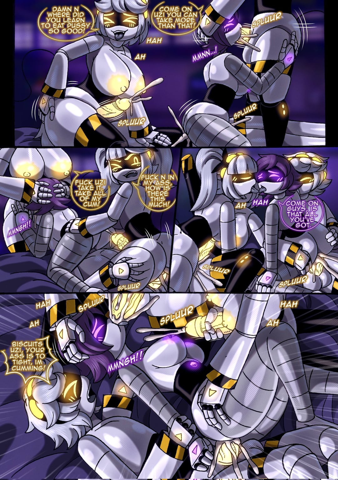 1boy, 2futas, 3girls, 4some, anal sex, dick, dick in pussy, facesitting, foursome, full-package futa, futa on female, futanari, j (murder drones), male on female, murder drones, n (murder drones), rod akihiro, sex, uzi (murder drones), v (murder drones)