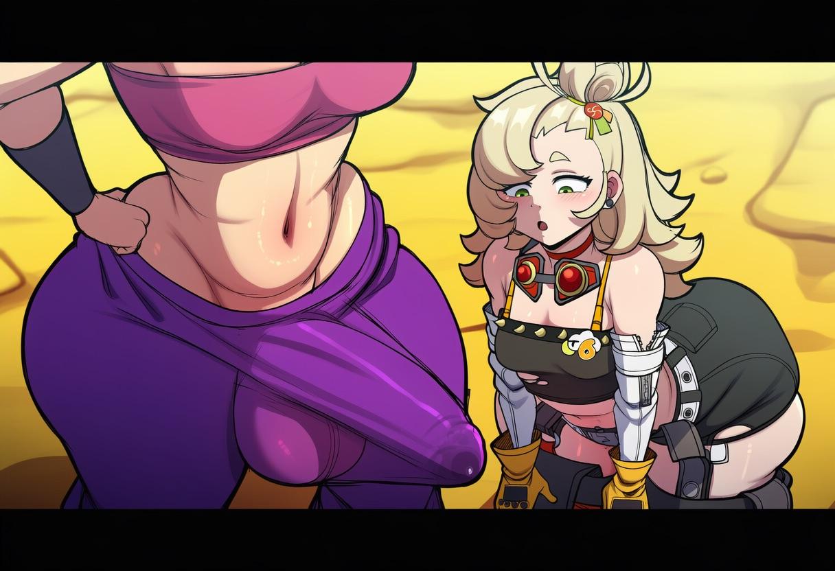 ai generated, caulifla, dragon ball, futa on female, light-skinned female, light-skinned futanari, piper wheel, zenless zone zero