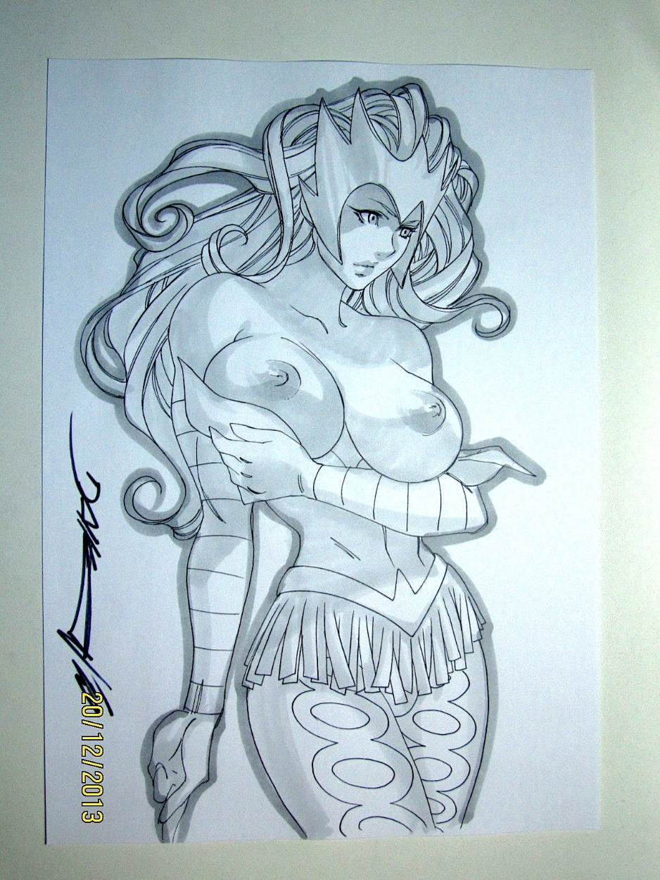 1girls 2013 amora_the_enchantress breasts breasts_out daikon_(artist) female female_only long_hair marvel marvel_comics monochrome nipples solo thor_(series) witch