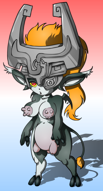 1girls anthro bovine cow_ears cow_girl cow_horns cow_tail cowification female female_only furry imp_midna midna p.chronos the_legend_of_zelda transformation twilight_princess