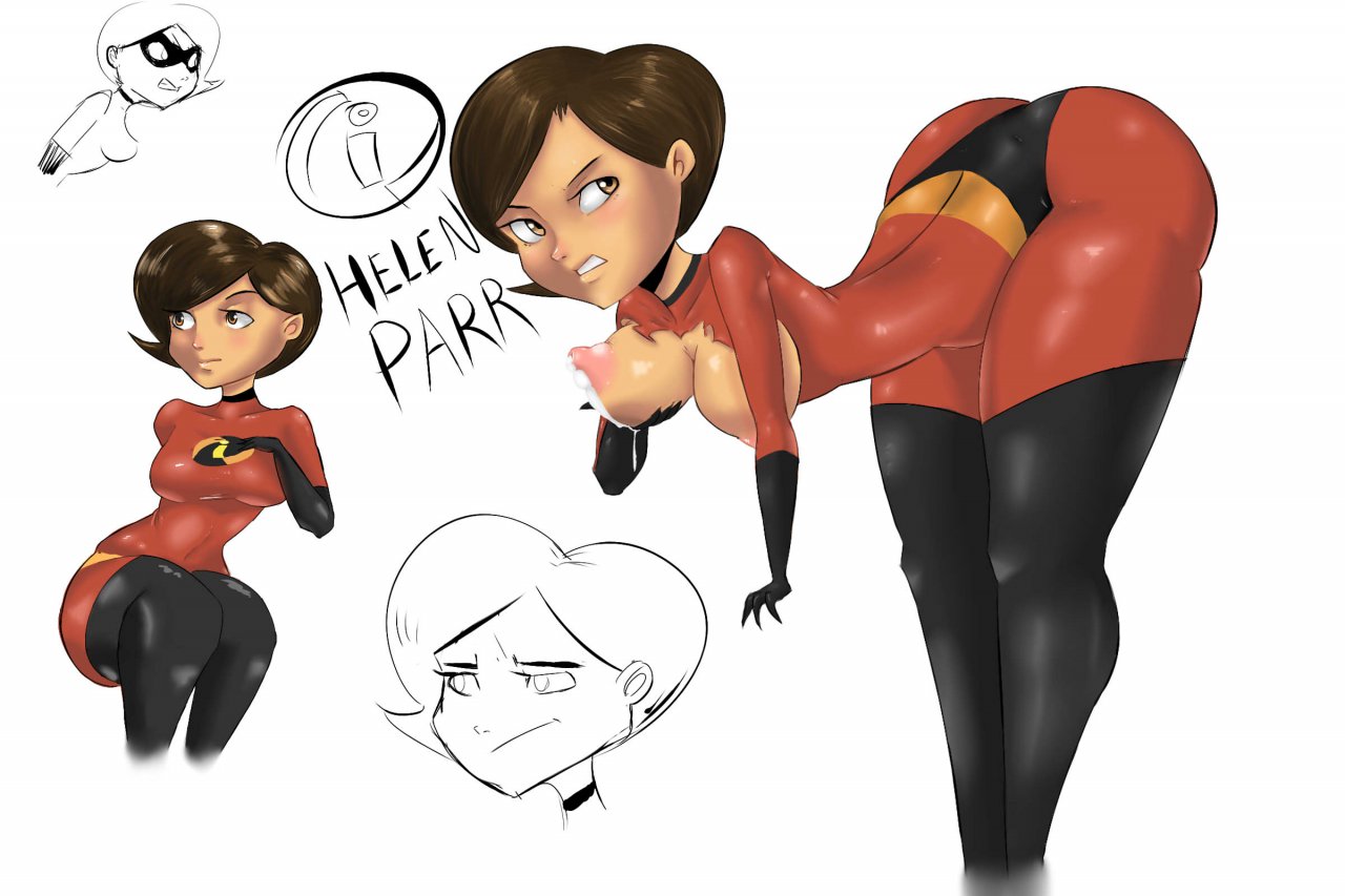 armwear, breasts, brown eyes, brown hair, clothing, color, disney, elastigirl, eyewear, female, footwear, gloves, handwear, helen parr, human, legwear, long gloves, mask, nipples, pixar, smooth skin, superheroine, text, the incredibles, thehumancopier
