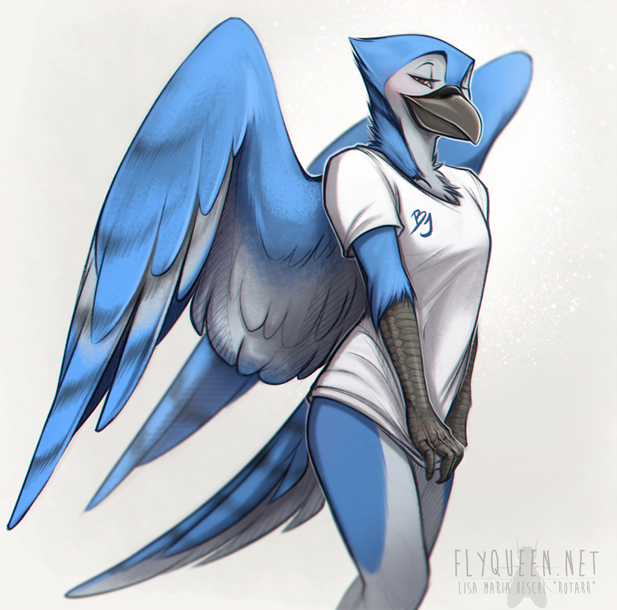 2015 ambiguous_gender anthro avian bird blue_jay looking_at_viewer rotarr solo tagme