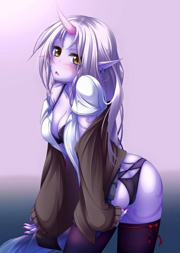 ass, black panties, blush, cute, female, league of legends, monster girl, panties, pointy ears, soraka, tagme, thighhighs, underwear
