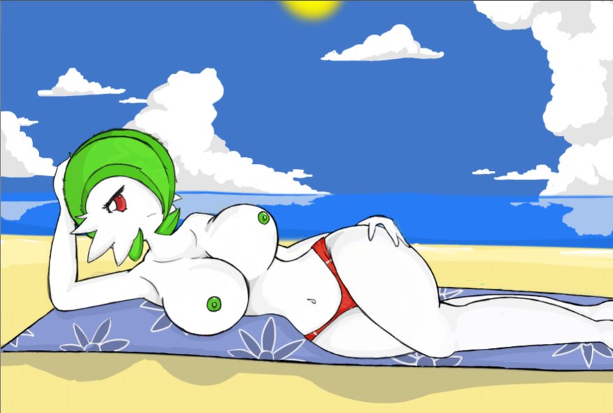 ass breasts commoddity gardevoir green_hair nipples panties pokemon pokemon_(species) red_eyes