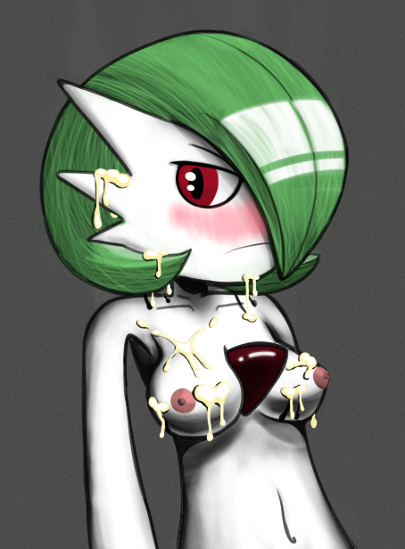 dracon female gardevoir green_hair pokemon pokemon_(species) red_eyes