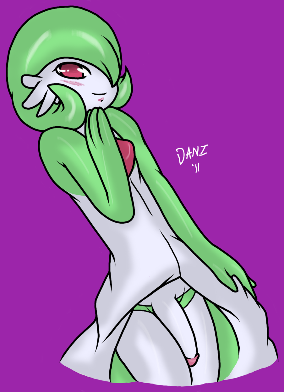 1boy daniruu gardevoir green_hair male male_gardevoir male_only male_pokemon nintendo penis pokemon pokemon_(species) pokemon_rse red_eyes solo solo_male