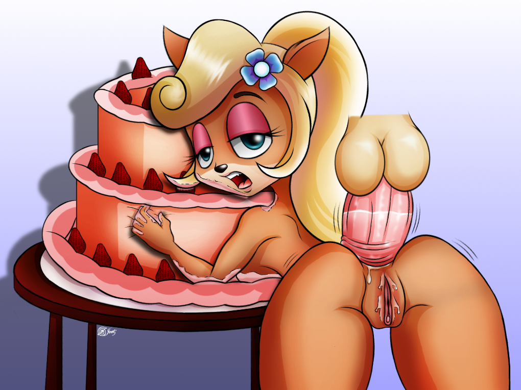 ahegao anal anal_secretions ass balls big_penis breasts brother_and_sister cake coco_bandicoot crash_(series) crash_bandicoot disembodied_penis female incest jeatz looking_at_viewer open_mouth penis sideboob vagina vaginal_secretions vulva