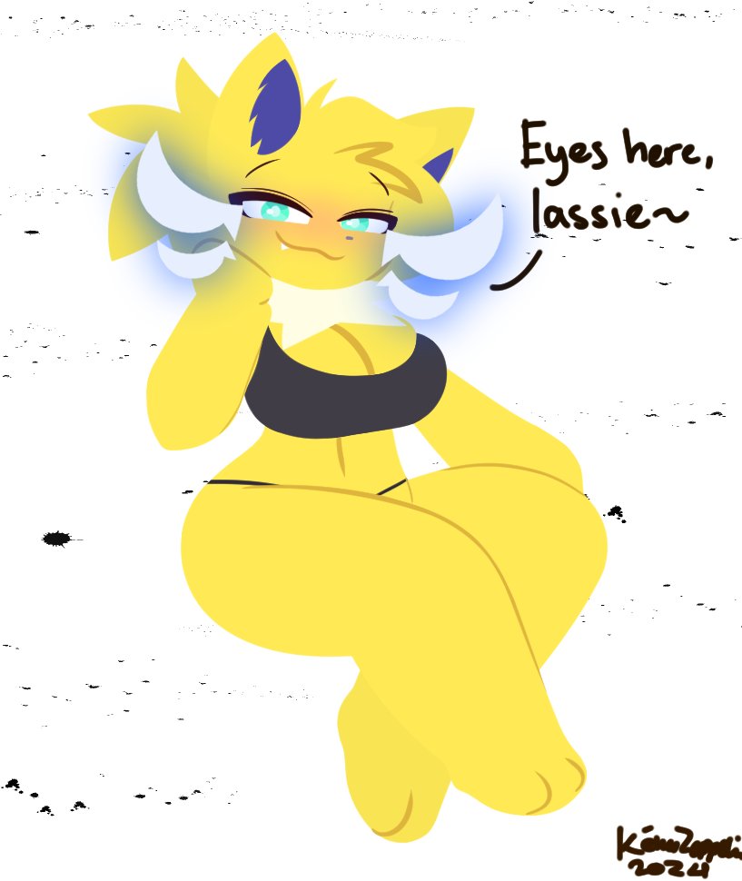 anthro anthro_only armpits barefoot barely_clothed big_breasts blush breasts cat_ears cat_tail creatures_(company) eeveelution female female_only furry game_freak generation_1_pokemon ink jolteon kemozeppelin nintendo paws pokémon_(species) pokemon pokemon_(species) pokemon_rgby thong