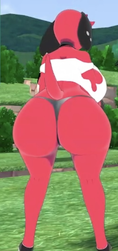 anthro behind_view big_ass big_breasts bra busty cherry_(animal_crossing) dog_girl female huge_breasts massive_ass massive_breasts overboob skimpy tank_top theycallhimcake underwear vrchat vrchat_avatar