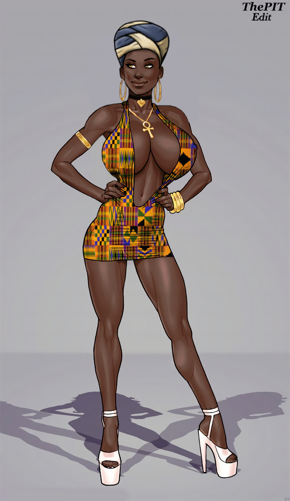 1girls big_breasts dark-skinned_female edit edited fit_female high_heels jewelry john_persons revealing_clothes theofficialpit