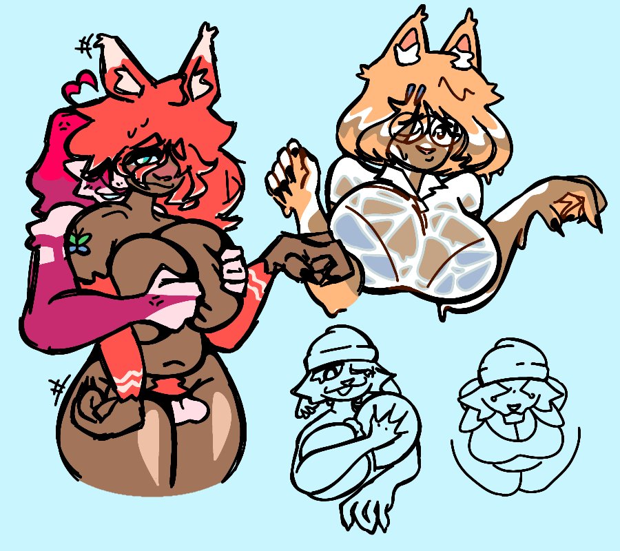 angel_sinz anthro big_breasts blush cat_ears catgirl clawed_fingers claws cleavage cute fortnite fox_ears fox_girl grabbing grabbing_breasts meow_skulls_(fortnite) naked oral oral_sex paizuri polo_shirt pops_(angel_sinz) simple_background sketch_page smug terraria thigh_sex underwear wet_shirt white_shirt wide_hips zoologist_(terraria)