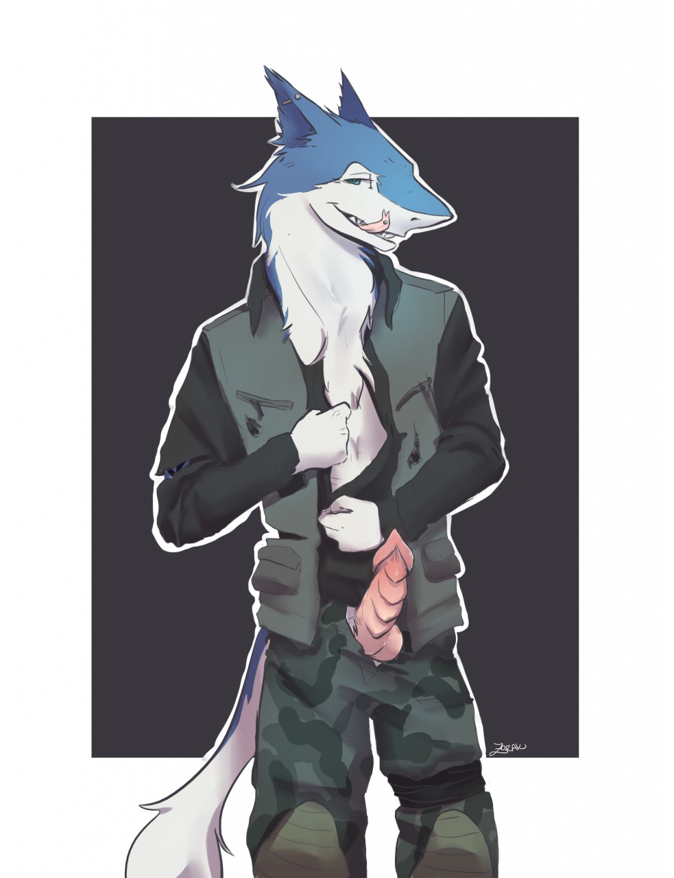 alex_zorak alexzorak blue_fur clothing derden fur knot licking licking_lips male penis piercing s.t.a.l.k.e.r. sergal solo standing tongue tongue_out tongue_piercing undressing video_games