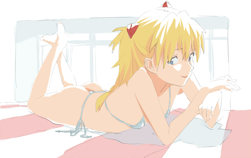 1girls, ass, asuka langley sohryu, baba arumi, bikini, female, looking at viewer, neon genesis evangelion, solo