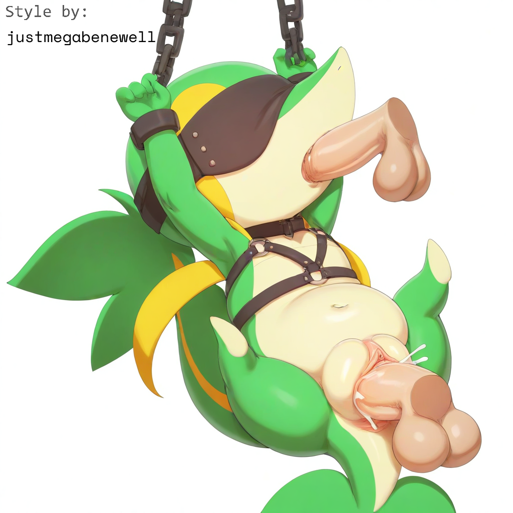 1:1 ai_generated anthro anthro_penetrated balls blindfold bodily_fluids bondage bondage bound chains collar cum cum_in_pussy cum_inside disembodied_penis duo erection faceless_character fellatio female female_focus female_penetrated feral generation_5_pokemon genital_fluids genitals green_body group group_sex hellsonger hi_res human human_on_anthro human_penetrating humanoid_genitalia humanoid_penis interspecies male male/female male_penetrating male_penetrating_female mammal navel nintendo nude oral oral_penetration penetration penile penile_penetration penis penis_in_pussy pokemon pokemon_(species) pussy reptile sex simple_background snivy solo_focus spitroast spread_legs spreading suspension threesome trio vaginal_penetration vaginal_penetration white_background