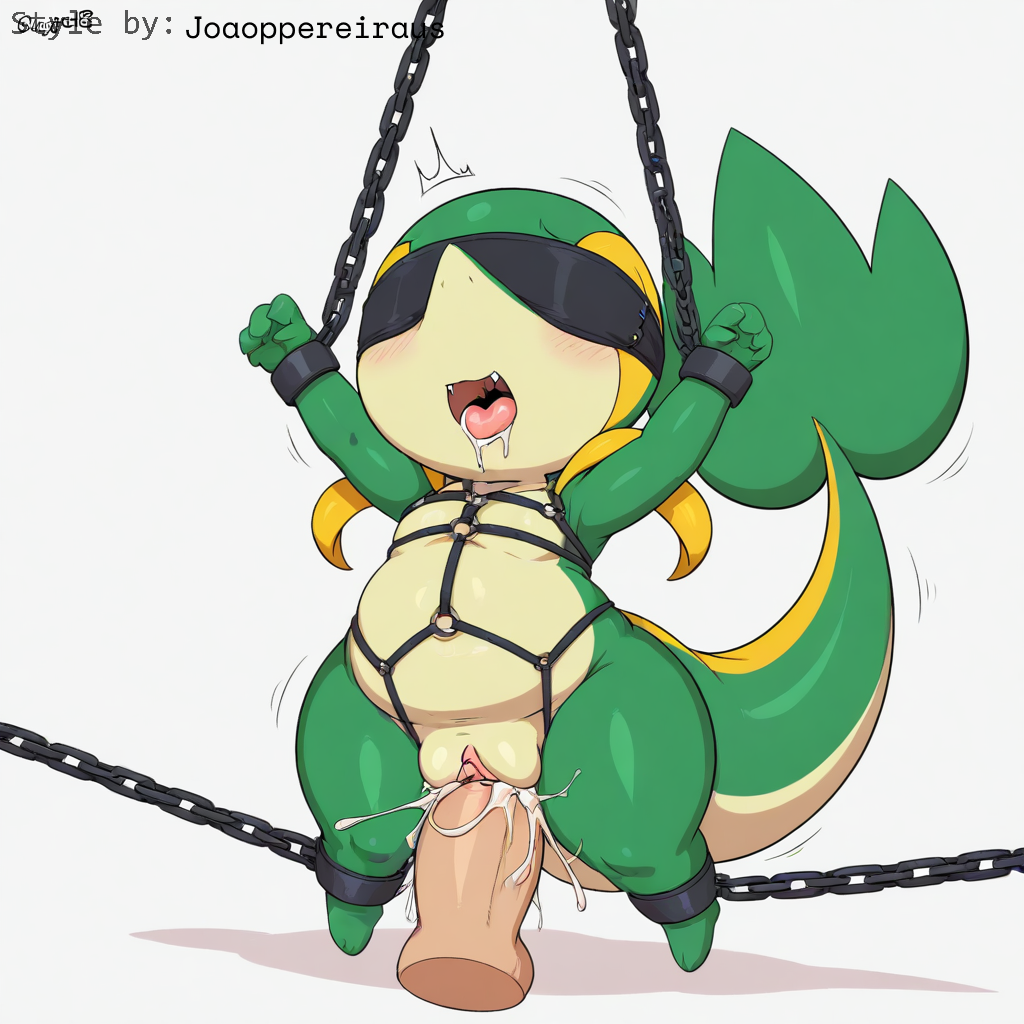 1:1 ai_generated anthro blindfold blush bodily_fluids bondage bondage bound chains clitoris cuff_(restraint) cum cum_in_pussy cum_inside disembodied_hand disembodied_penis drooling duo erection female female_focus female_penetrated generation_5_pokemon genital_fluids genitals green_body harness hellsonger hi_res looking_pleasured male male/female male_penetrating male_penetrating_female navel nintendo nude open_mouth orgasm penetration penile penile_penetration penis penis_in_pussy pokemon pokemon_(species) pussy reptile restraints saliva scalie sex shackles short_stack simple_background snivy solo_focus stomach_bulge suspension teeth tongue vaginal_penetration vaginal_penetration white_background