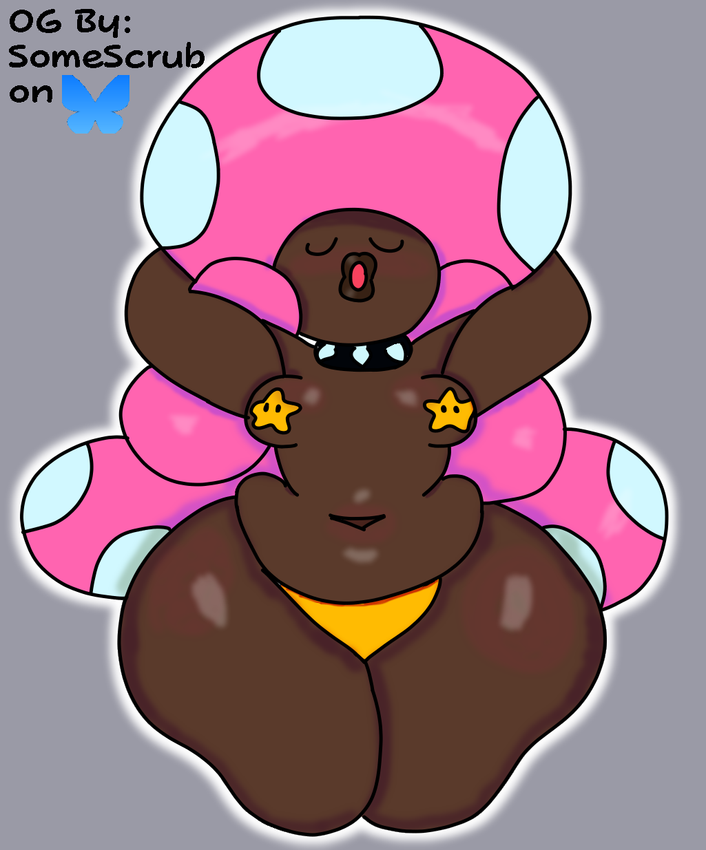 3rd_party_edit alternate_skin_color barely_clothed dark_skin edit gyaru mario_(series) pink_hair race_swap small_breasts somescrub tagme thick_thighs toadette