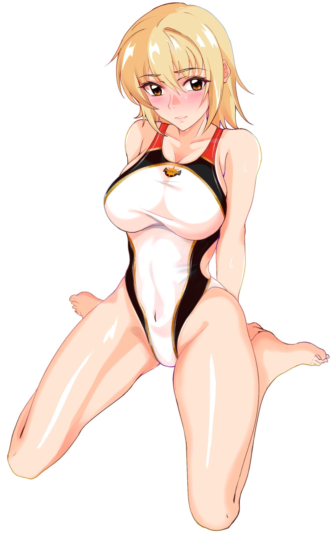 1girls barefoot bbw belly_button big_breasts bikini blonde_hair blush brown_eyes busty cagalli_yula_athha cute feet female female_focus female_only gundam gundam_seed gundam_seed_destiny gundam_seed_freedom hi_res high_resolution highres hips kneeling large_breasts light-skinned_female light_skin long_legs looking_at_viewer medium_hair messy_hair mobile_suit_gundam nose_blush on_knees one-piece_swimsuit pale-skinned_female pale_skin shoulder_length_hair skimpy skimpy_bikini skimpy_clothes solo solo_female solo_focus swimsuit takemii00 takemii00 thick_thighs thighs toes very_high_resolution white_background white_swimsuit wide_hips