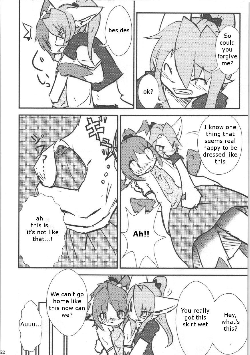 anthro blush closed_eyes clothed clothing comic crossdressing dialogue doujinshi duo embarrassed english_text feline female fur grope hair handjob lala mammal midriff monochrome open_mouth penis precum seishun_18kin_kippu4 simple_background skirt smile surprised teeth text