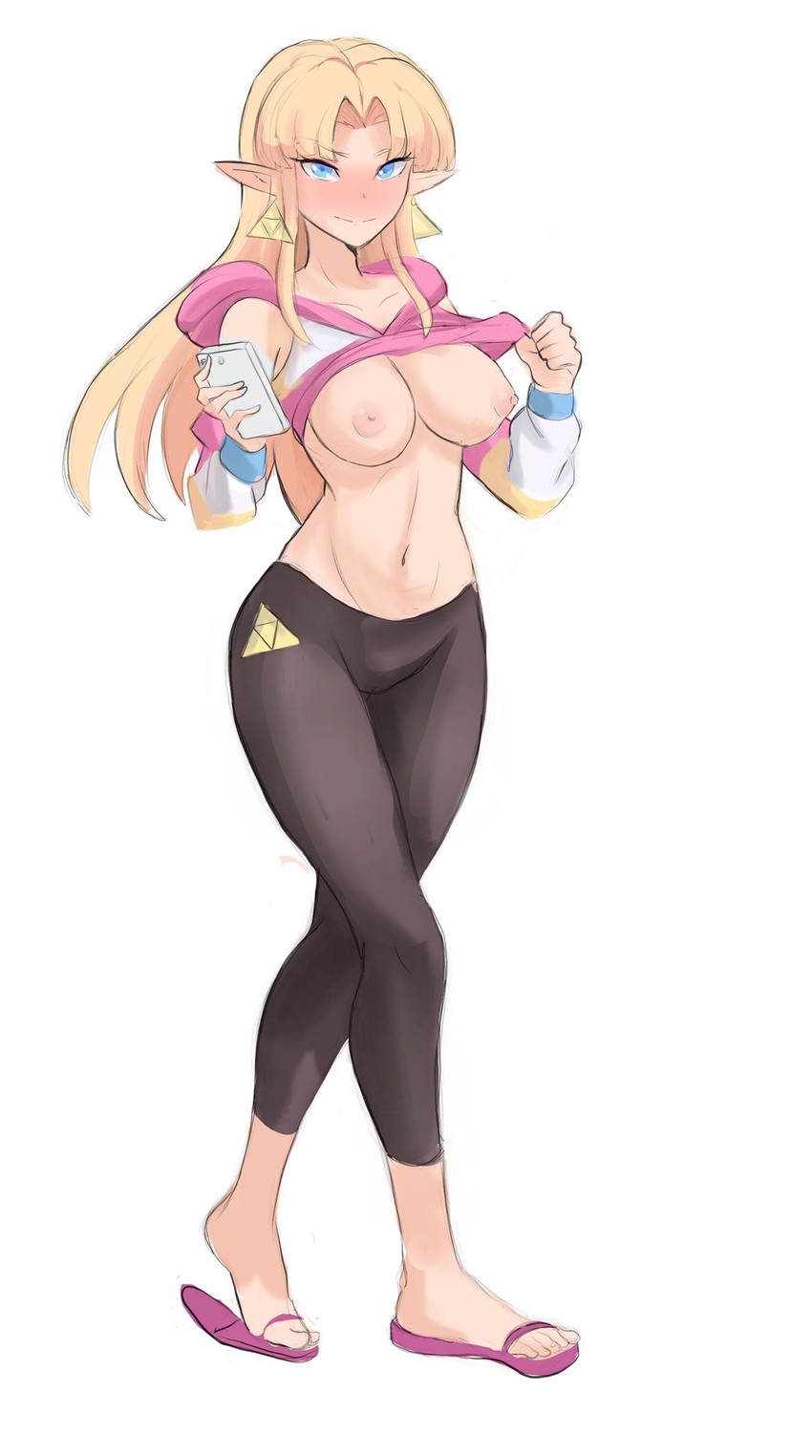 blonde_hair breasts midriff princess_zelda rakeemspoon workout_clothes zelda_(a_link_to_the_past)