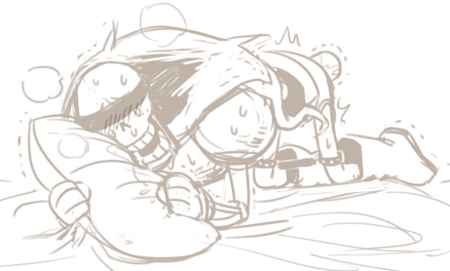 anon, blindfold, bondage, grabbing pillow, male, male only, monochrome, papyrus, papyrus (undertale), rape, saliva, skeleton, sketch, tears, undertale, undertale (series)
