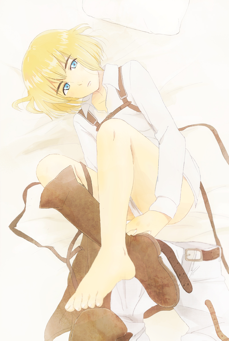 1boy 1femboy androgynous androgynous_only armin_arlert ass attack_on_titan bare_legs bare_thighs barefoot bed_sheet bedhead bedroom bedroom_eyes belt belt_buckle belts big_ass big_butt blanket boots bubble_ass bubble_butt bulge bulge_through_clothing cute_male domoeba dress_shirt exposed_legs exposed_thighs feet femboy femboy_focus femboy_only footwear grabbing_legs grabbing_own_ass grabbing_thighs hands_on_ass hands_on_legs hands_on_thighs hips knees laying laying_down laying_on_bed laying_on_side looking_at_viewer lying lying_down lying_on_bed lying_on_side male_focus male_only messy_hair otoko_no_ko partially_clothed partially_clothed_male partially_nude partially_nude_male partially_unbuttoned partially_undressed pastel pillow shingeki_no_kyojin shirt simple_background solo solo_focus staring_at_viewer straps straps_across_chest stripping suggestive suggestive_pose tasteful thigh_strap thigh_straps thighs twink unbuttoned_pants underwear undone_belt undressing unworn_clothes wide_hips yaoi