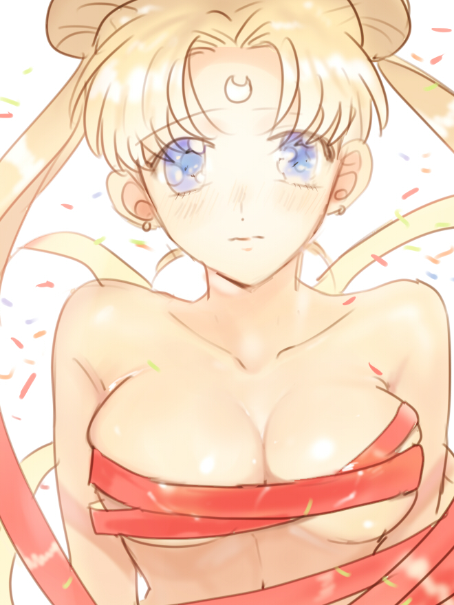 bishoujo_senshi_sailor_moon blonde_hair breasts earrings forehead_mark henshin large_breasts pointy_chin ribbon sailor_moon shamko tied_hair twintails usagi_tsukino