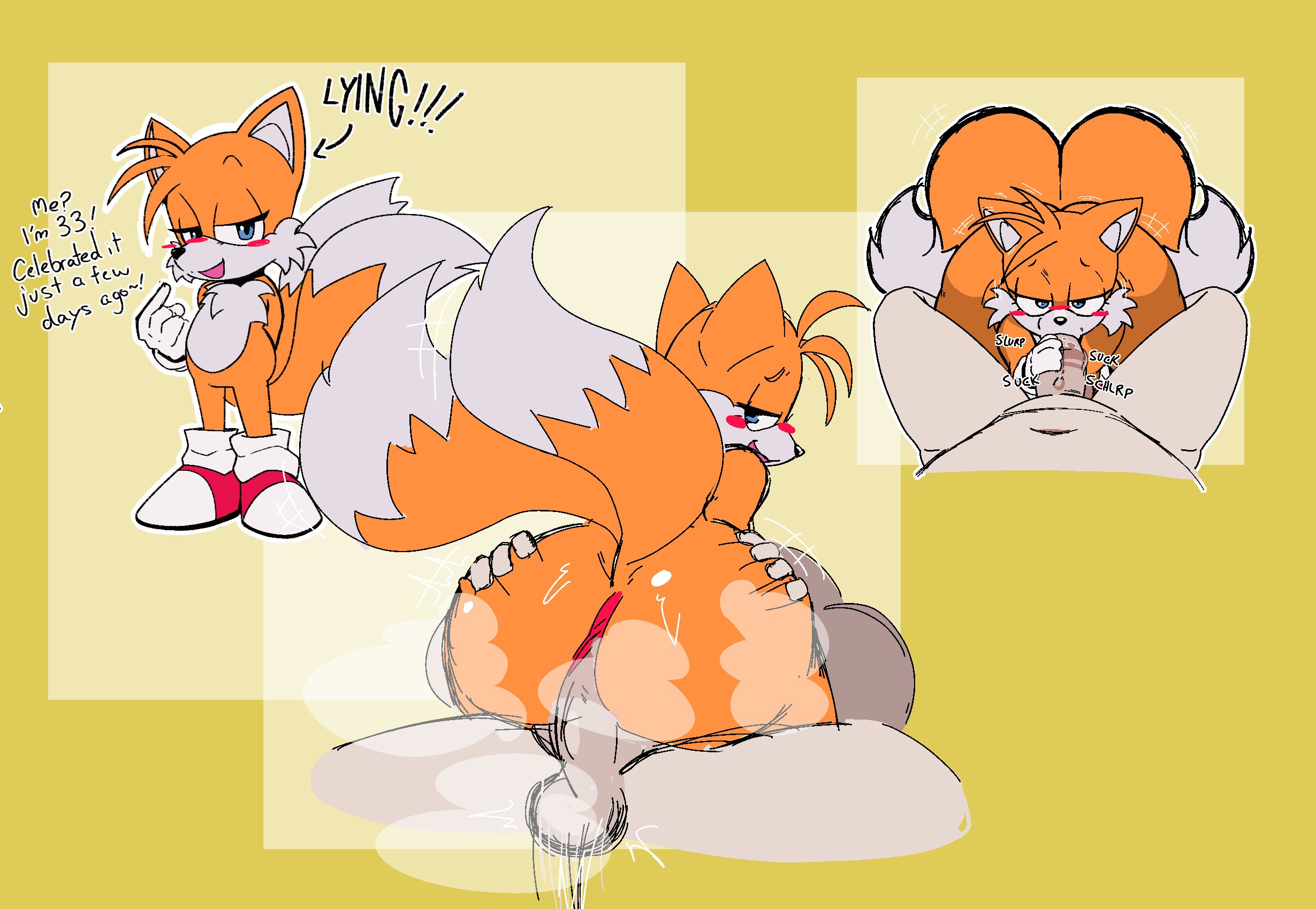 anthro, anthro penetrated, blowjob, cheriponpon, cub, sega, sonic (series), sonic the hedgehog (series), tagme, tails the fox