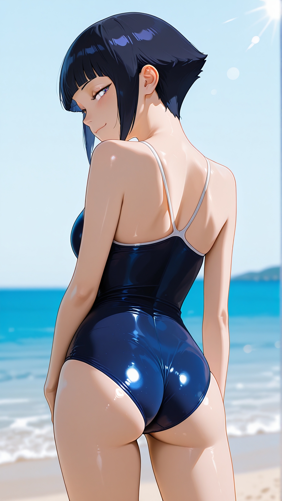 1girls, 2d, ai generated, areolae, armpit, bare arms, bare legs, bare shoulders, belly, bikini, bikini bottom, bikini top, black hair, blunt bangs, chest, curvy, curvy figure, cute, cute face, dark hair, detailed, eyelashes, eyeshadow, female, female only, fit, fit female, focus, hair, high quality, hime cut, hyuuga hinata, hyuuga hinata (genin), legs, light skin, light-skinned female, lips, lipstick, makeup, mascara, medium breasts, naruto, naruto (classic), naruto (series), outdoors, outside, pale skin, pale-skinned female, perky breasts, posing, purple hair, seductive, seductive look, short hair, sidelocks, skinny, skinny female, straight hair, swimsuit, swimwear, tagme, teen, teen girl, teenage, teenage female, teenage girl, thighs, thin waist