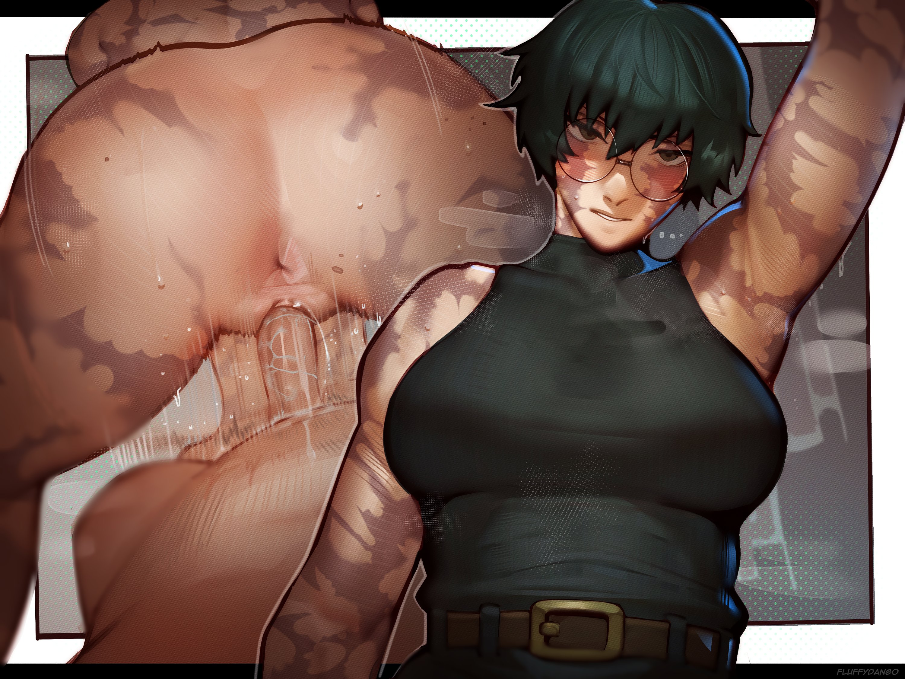 1boy, 1girls, 2d, anus, ass, breasts, female, fluffydango, glasses, green hair, jujutsu kaisen, light skin, light-skinned female, light-skinned male, male, pussy, sex, tagme, thick thighs, thighs, vagina, vaginal, vaginal penetration, vaginal sex, zenin maki