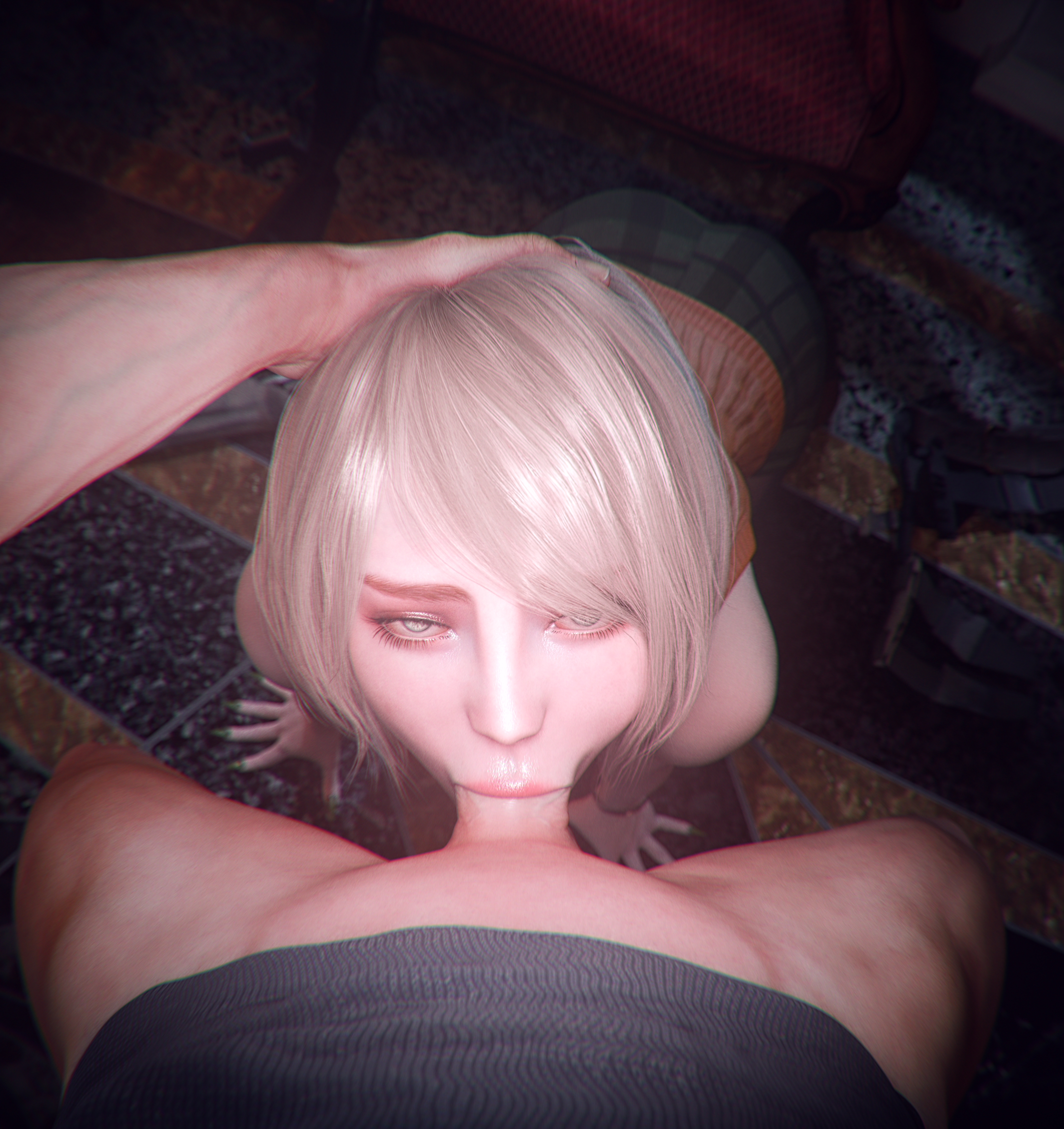 1boy, 1girls, 2026, 3d, ashley graham, ashley graham (ella freya), big penis, blonde, blonde female, blonde hair, capcom, checkpik, deep blowjob, deepthroat, fellatio, female, irrumatio, light skin, light-skinned female, light-skinned male, male, penis, pov, resident evil, resident evil 4, resident evil 4 remake