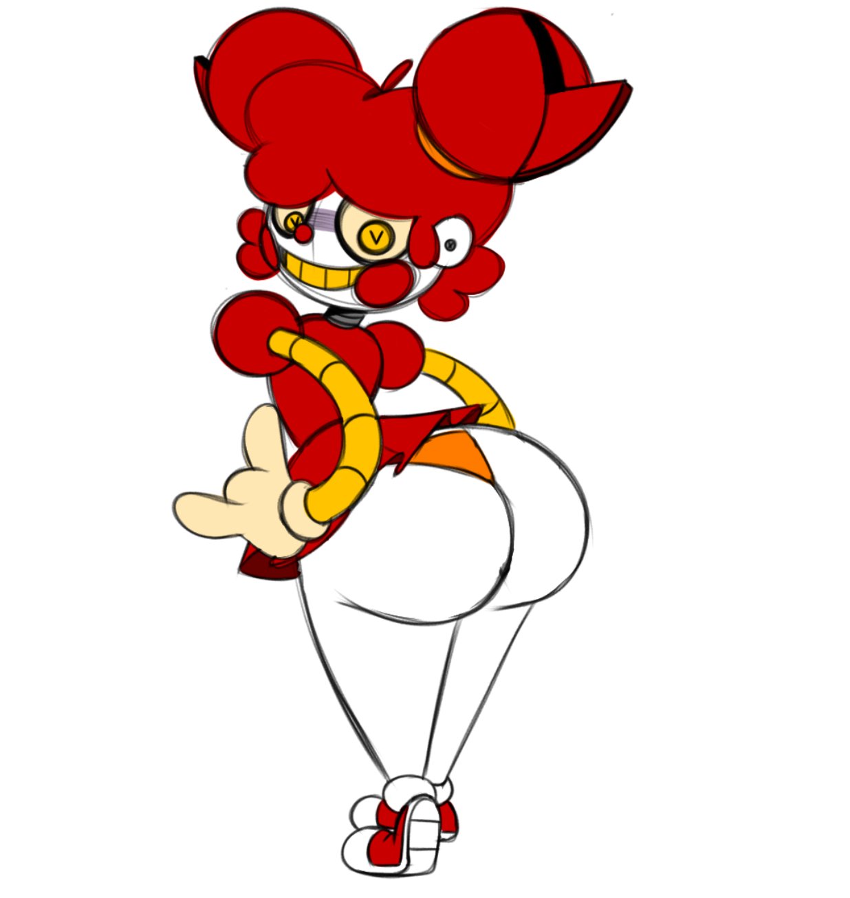 ass big_ass circus_baby circus_baby_(fnaf) clown clown_girl five_nights_at_freddy's five_nights_at_freddy's:_sister_location robot shortstack smolzd twintails