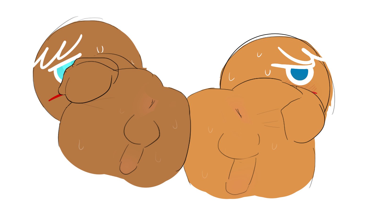 2boys, ass, big ass, cookie run, cookie run kingdom, femboy, gingerbrave, kuwoesque, male
