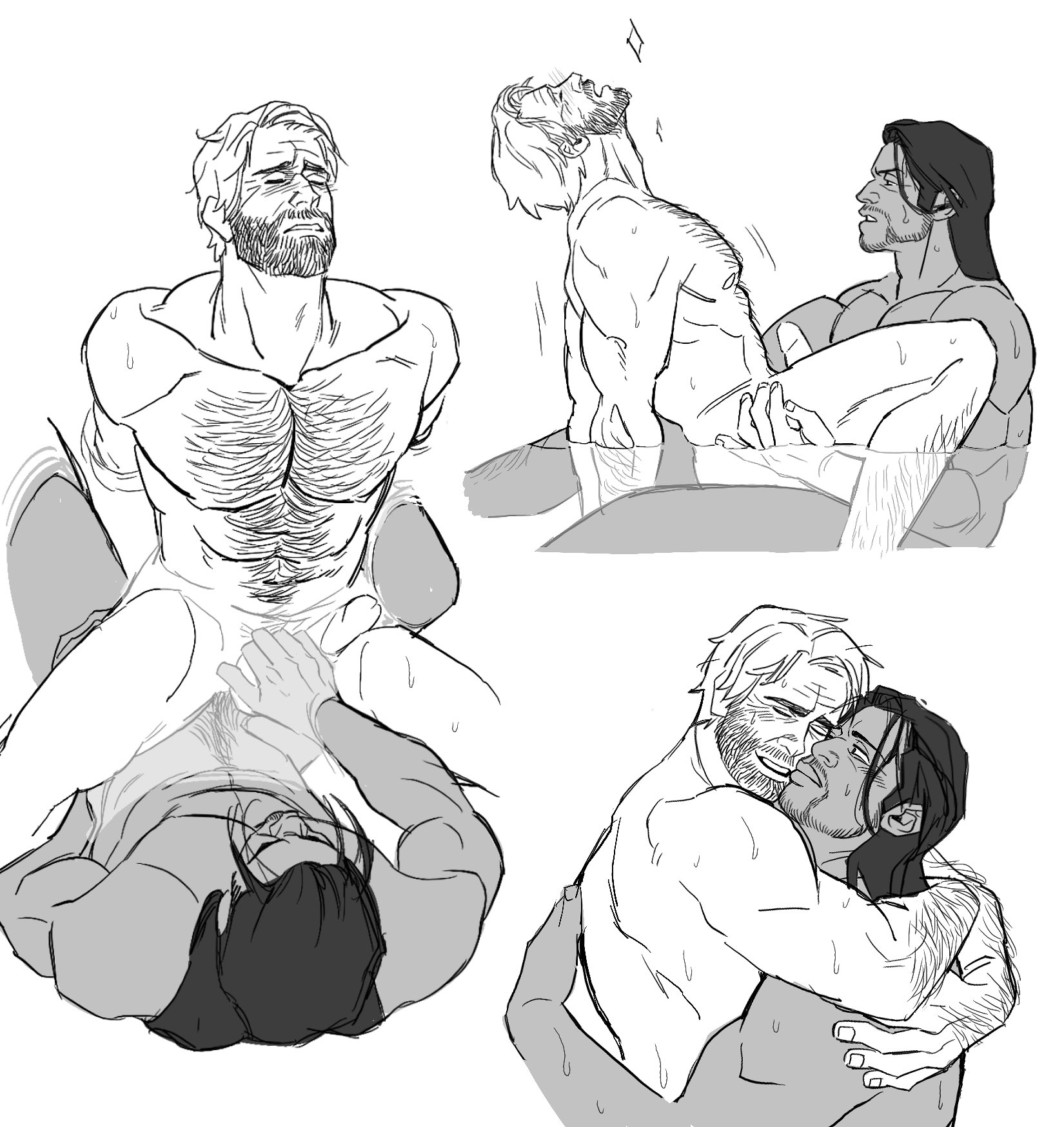 2boys, arm hair, arthur morgan, ass, bath, beard stubble, black and white, blush, blushing, body hair, bonjourdraws, breasts, charles smith, chest hair, cock, dominant male, embrace, facial hair, gay, gay sex, holding, in bathtub, in water, leg hair, legs apart, legs spread, male, male breasts, male only, male penetrating male, male with breasts, male/male, moobs, nipples, pecs, penis, penis in ass, red dead redemption (series), red dead redemption 2, romantic ambiance, sex in water, submissive male, wholesome, yaoi