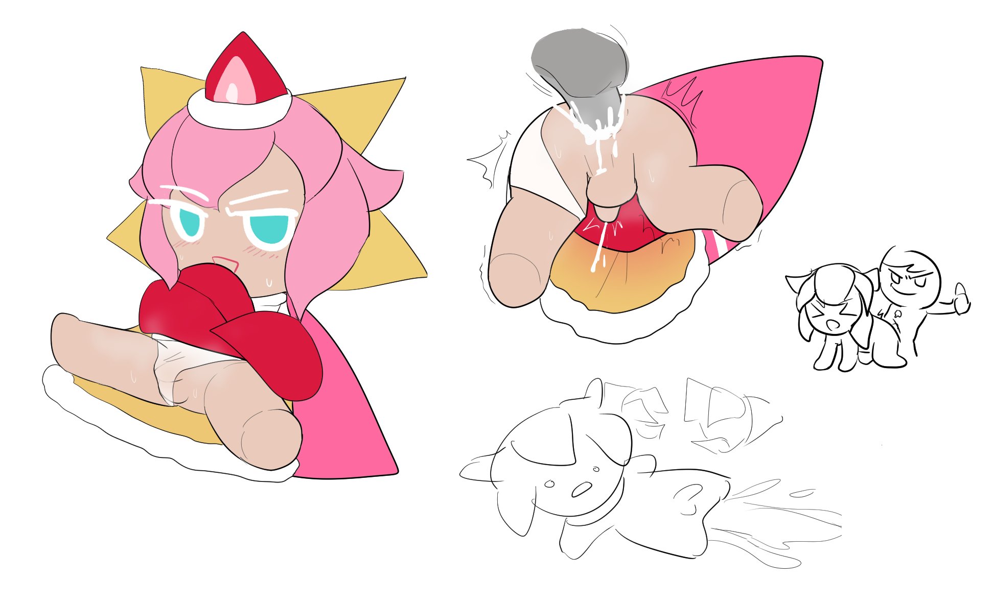 ass, big ass, cookie run, female, femboy, gay, kuwoesque, male, male only, solo, solo male, strawberry crepe cookie
