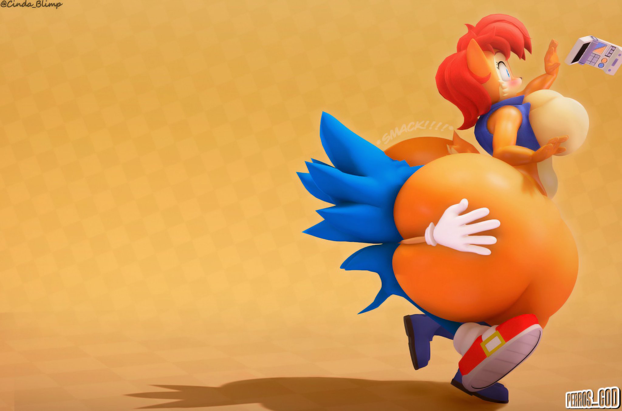 1boy, 1boy1girl, 1girls, 1girls1boy, 2025, 2025s, ass, big ass, big breasts, blue body, bottom heavy, bottom heavy female, breasts, chipmunk, cindablimp, english, english text, female, hedgehog, hedgehog humanoid, huge ass, hyper, hyper ass, hyper butt, hyper thighs, impact, large ass, larger female, larger female smaller male, male, massive ass, massive butt, massive thighs, mobian, mobian (species), motion blur, part 2, part of a set, pear shaped female, pear-shaped figure, perros god, running, sally acorn, sega, simple background, sonic (series), sonic the hedgehog, sonic the hedgehog (series), suprised, teapot (body type), text, thick thighs, twitter link, wide hips