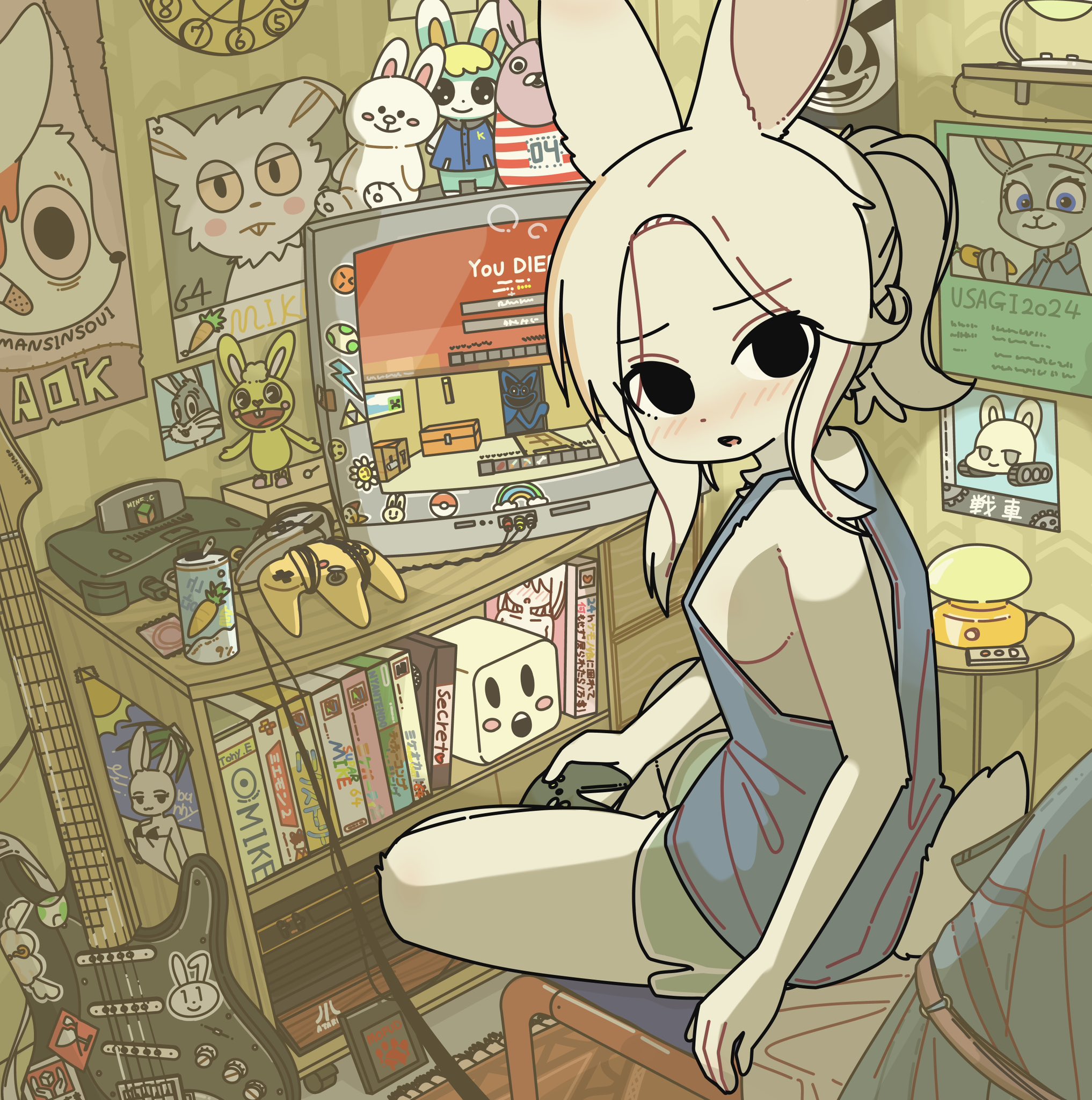 1girls, 2024, animal crossing, anthro, beverage, beverage can, blush, blush lines, breasts, bugs bunny, bunny, bunny ears, bunny tail, catnap (poppy playtime), clock, condom, console, controller, cuddles (htf), dolphin shorts, doremifaso64, female, guitar, happy tree friends, judy hopps, looking at viewer, looney tunes, medium breasts, minecraft, mob entertainment, mojang, nintendo, oswald (character), oswald the lucky rabbit, pokeball, pokemon, ponytail, poppy playtime, poppy playtime (chapter 3), rabbit, sasha (animal crossing), short shorts, sideboob, sleeveless shirt, solo, solo female, solo focus, sticker, stickers, tail, tank top, triforce, triforce symbol, white body, white fur, white hair, white tail, yoshi egg, yoshi's island, zootopia