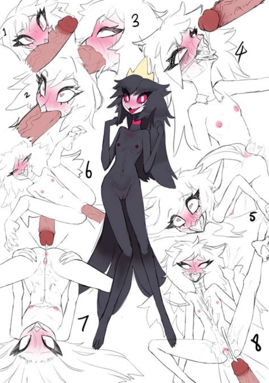 ahe gao, akitokit, ass, blowjob, blushing, cum, cum in ass, cum in mouth, cum in pussy, dripping cum, facefuck, female, heart-shaped pupils, helluva boss, looking at viewer, looking pleasured, octavia (helluva boss), oral, oral penetration, oral sex, plaguedpp, pussy, submissive, swallowing cum