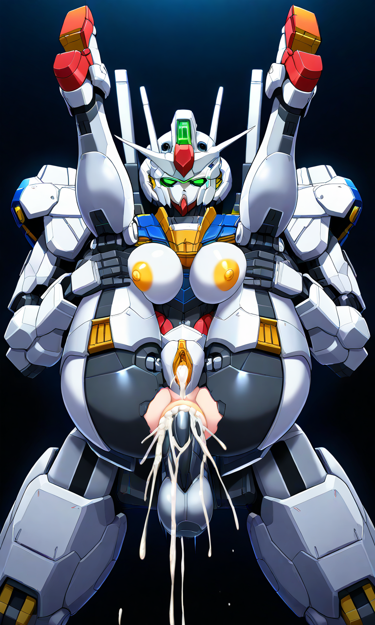 1girls ai_generated anus ass_focus asshole being_held breasts female gundam gundam_aerial gundam_suisei_no_majo hand_on_butt held_by_legs held_up humanoid legs_held_up legs_up looking_at_own_ass mecha mobile_suit robot robot_girl standing standing_sex thick_ass thick_thighs tight_ass