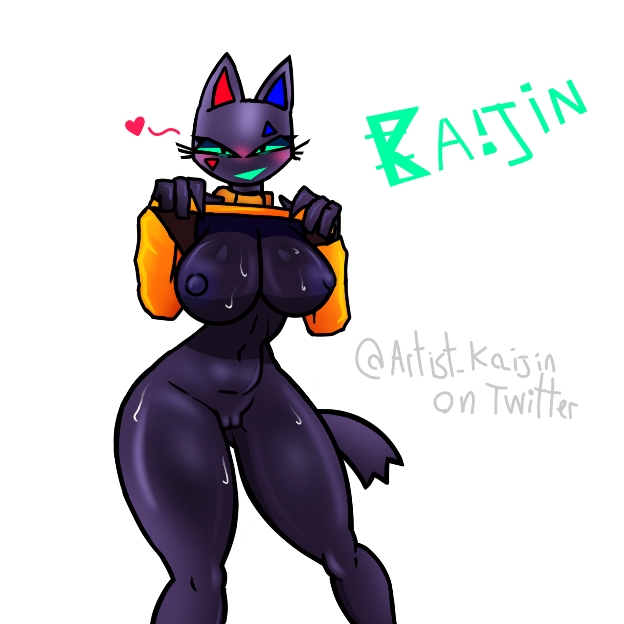 1girls, 2d, artist kaijin, breasts, breasts out, cat girl, catgirl, dangerous forest, dark skin, dark-skinned female, female, female only, fundamental paper education, fundamental paper education oc, kaijin (artist kaijin), long legs, naked female, purple nipples, pussy, rule 63, self insert, showing breasts, skirt up, sweat, sweating, sweaty breasts, tail, thighs, twitter username