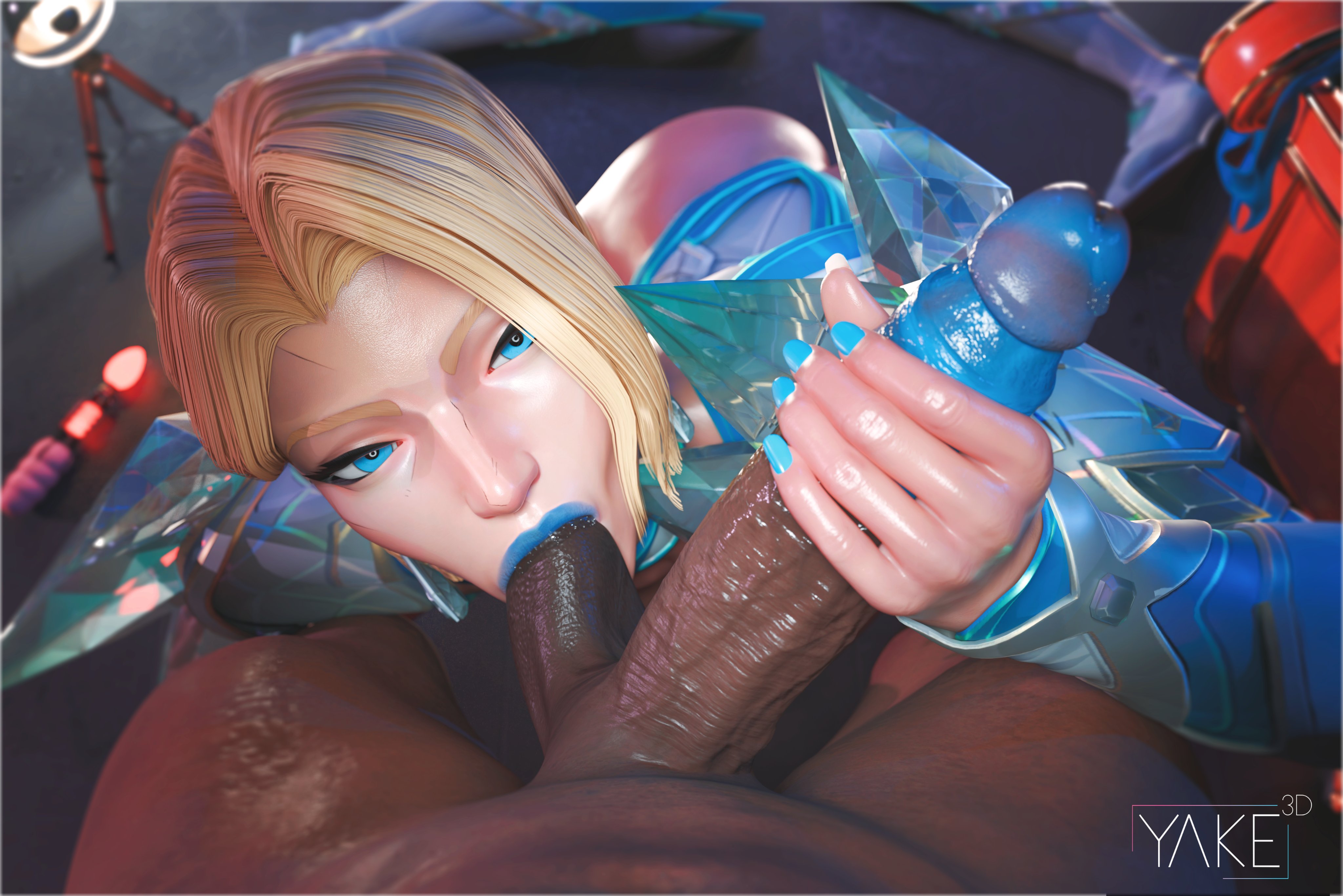 1boy, 1girls, 3d, balls, big penis, blonde female, blonde hair, blue eyes, cock, dark skin, dark-skinned male, emma frost, emma frost (marvel rivals), fellatio, female, hand on penis, handjob, holding penis, huge cock, interracial, light skin, light-skinned female, lipstick, lipstick mark, lipstick on penis, long fingernails, looking at partner, looking at viewer, male, male pov, male/female, marvel, marvel comics, marvel rivals, painted nails, pale skin, pale-skinned female, penis, pov, pov eye contact, sucking, sucking balls, sucking testicles, testicles, veiny penis, x-men, yakenaris
