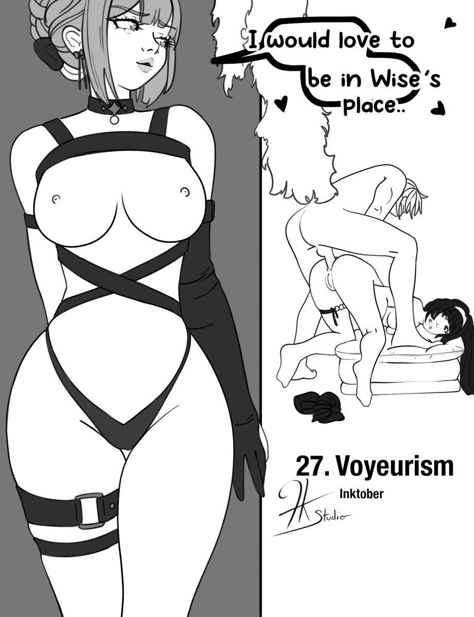 anal, astra yao, english text, evelyn chevalier, fkstudio, french kiss studio, greyscale, hoyoverse, inktober, kinktober, kinktober 2025, lewdtober, sketch, spying, text, voyeur, voyeurism, wise (zenless zone zero), zenless zone zero