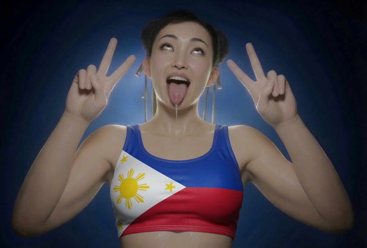 1girls, 3d, ahe gao, asian, asian female, blender, chinese female, chun-li, chun-li (street fighter 6), double v, drool, edited, female, female only, looking up, open mouth, philippine flag, philippines, raceplay, rolling eyes, smitty34, solo, source request, street fighter, street fighter 6, tagme, tank top, tongue, tongue out