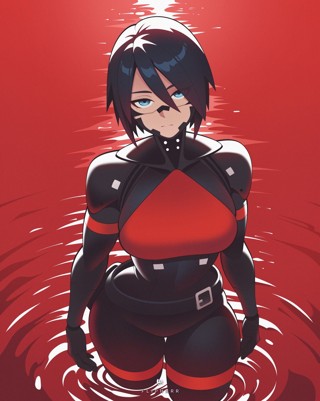 1girls, 2025, 2d, 2d (artwork), android, android girl, ass, big ass, big breasts, big thighs, black hair, black suit, blue eyes, breasts, child bearing hips, elster (signalis), emp lines, female, flipherrrr, fliphrrr, hips wider than shoulders, huge ass, huge breasts, huge thighs, large ass, large breasts, large thighs, looking at viewer, robot, robot girl, short hair, signalis, skin tight, skin tight suit, thick thighs, thighs, viewer pov, voluptuous, voluptuous female, wide hips