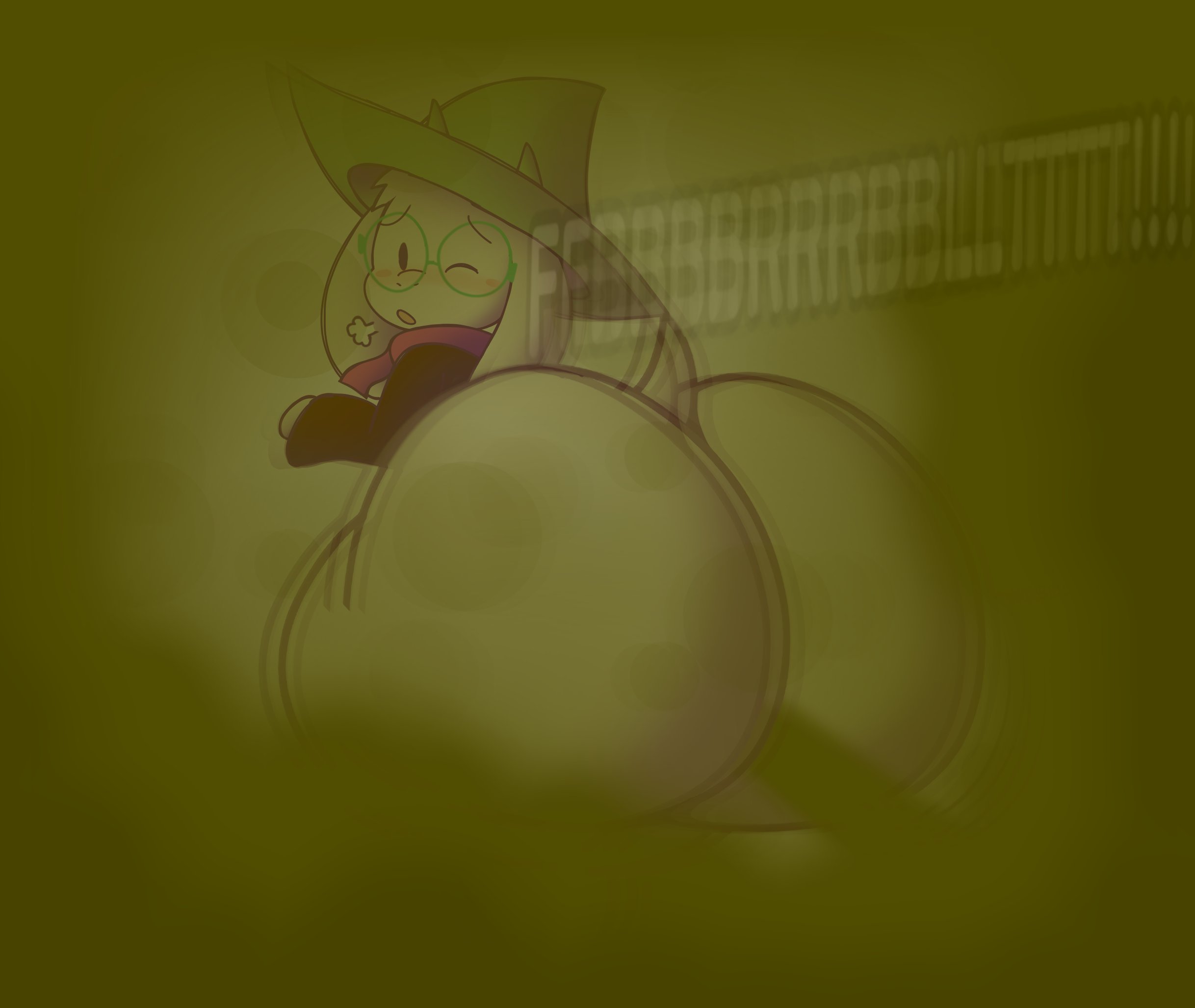 1boy, 2d, anthro, anthro male, anthro only, ass, big ass, big butt, blush, caprine, cute face, deltarune, fart, fart cloud, fart fetish, farting, fat ass, fat butt, femboy, furry, furry male, furry only, glasses, goat, goat boy, huge ass, huge butt, huge fart, hyper ass, hyper butt, male, male only, ralsei, simple background, solo, thebuttden, thick thighs, undertale (series), white fur, wide hips, wink, wobbling, wobbling ass