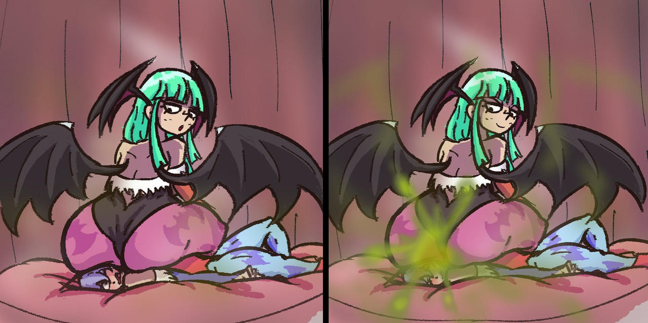 2girls, big ass, big butt, capcom, darkstalkers, demon, demon girl, face fart, face farting, facefart, facefarting, facesitting, fart, fart cloud, fart fetish, farting, female, female only, female/female, kyrixvix, lilith aensland, morrigan aensland, sister, sisters, sitting on another, sitting on face, succubus, yuri