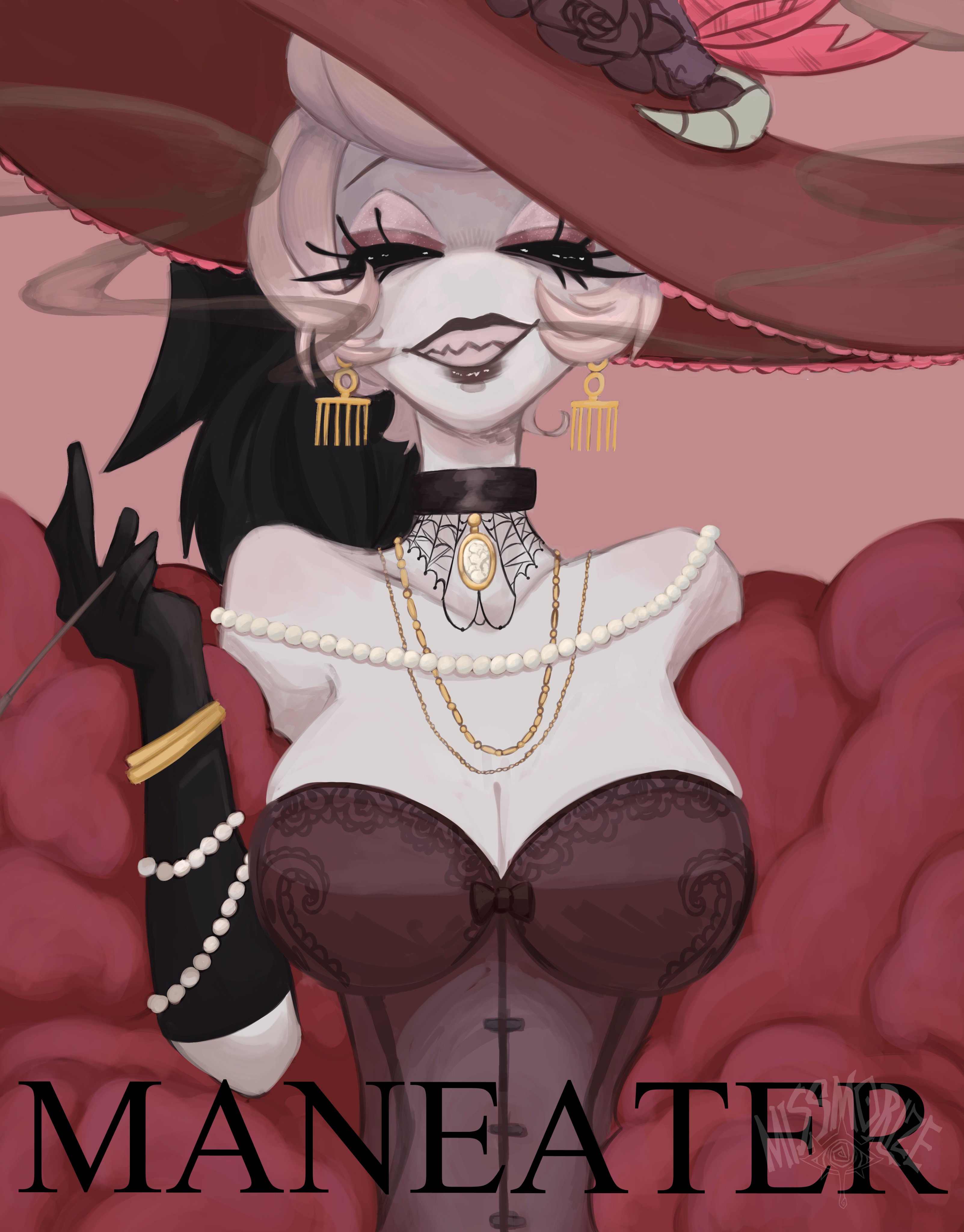 big breasts, big thighs, big titties, breasts, clothing, curvaceous, curvaceous female, curvaceous figure, curvy, curvy figure, curvy hips, female, female focus, female only, hazbin hotel, missmorize, rosie (hazbin hotel), short hair, tagme, white skin, yellow hair